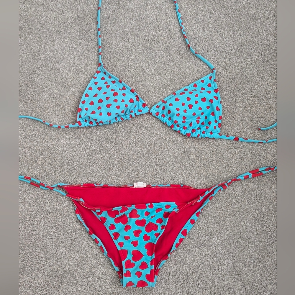 Xhilaration Red and Blue Heart Bikini